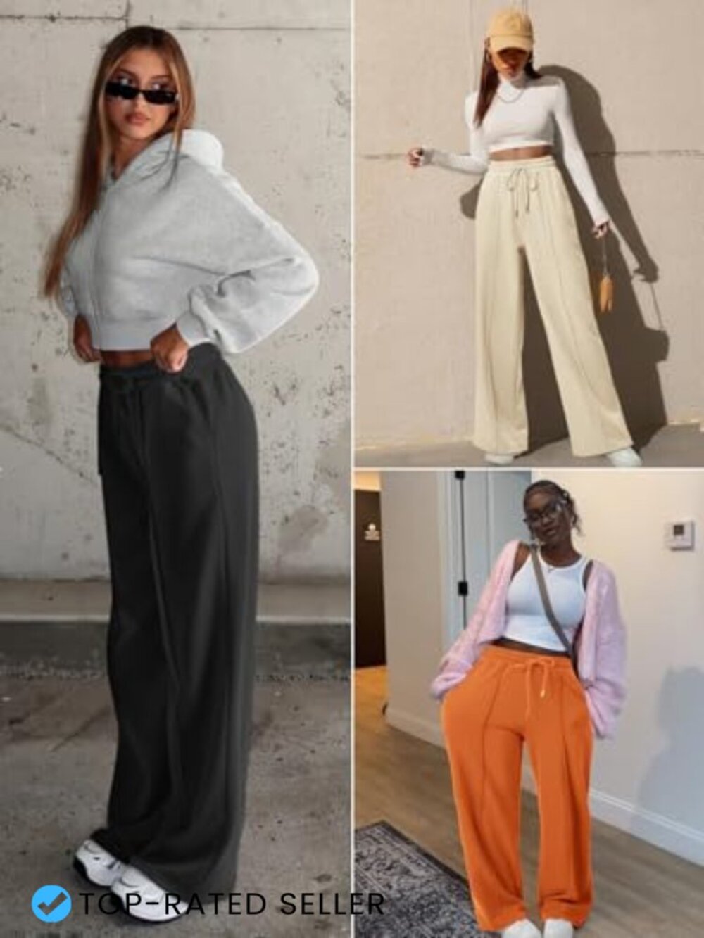 High Waisted Wide Leg Sweatpants Baggy Joggers with Pockets Lounge Travel Yoga - Picture 5 of 6